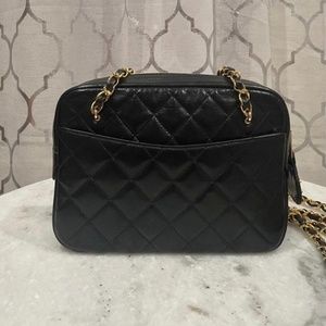 A Classic Chanel 20cm 'Camera' Bag in Quilted Lambskin